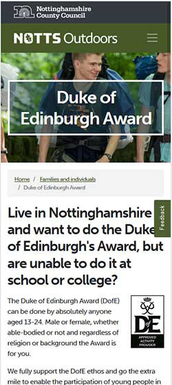 Responsive layout for the Duke of Edinburgh award